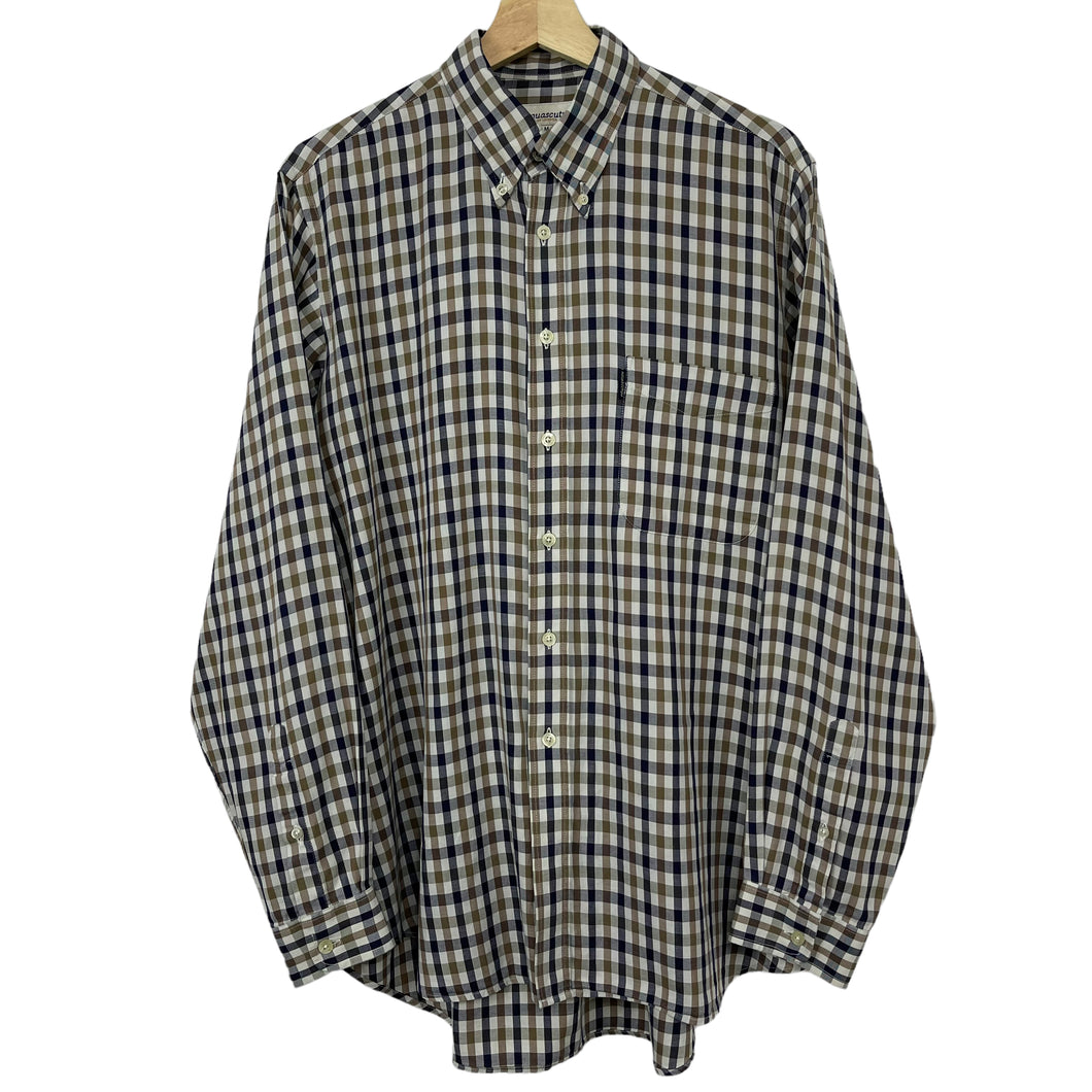 Aquascutum House Check Long Sleeved Shirt - Medium (M) PTP 24