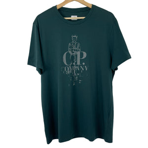 C.P Company Teal Short Sleeved Logo T-Shirt - Extra Large (XL) PTP 22"