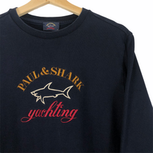 Load image into Gallery viewer, Paul and Shark Navy Embroidered Logo Crew Neck Sweater - Medium (M) PTP 20.25&quot;
