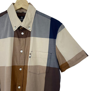 Aquascutum Block Check Short Sleeved Shirt - Medium (M) PTP 21"