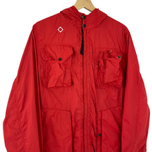 Load image into Gallery viewer, Ma.Strum Red Multi Pocket Hooded Sniper Jacket - Medium (M) PTP 22.75&quot;
