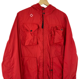 Ma.Strum Red Multi Pocket Hooded Sniper Jacket - Medium (M) PTP 22.75"