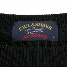 Load image into Gallery viewer, Paul and Shark Black 100% Wool Crew Neck Sweater - Large (L) PTP 20&quot;
