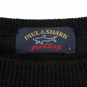 Paul and Shark Black 100% Wool Crew Neck Sweater - Large (L) PTP 20"