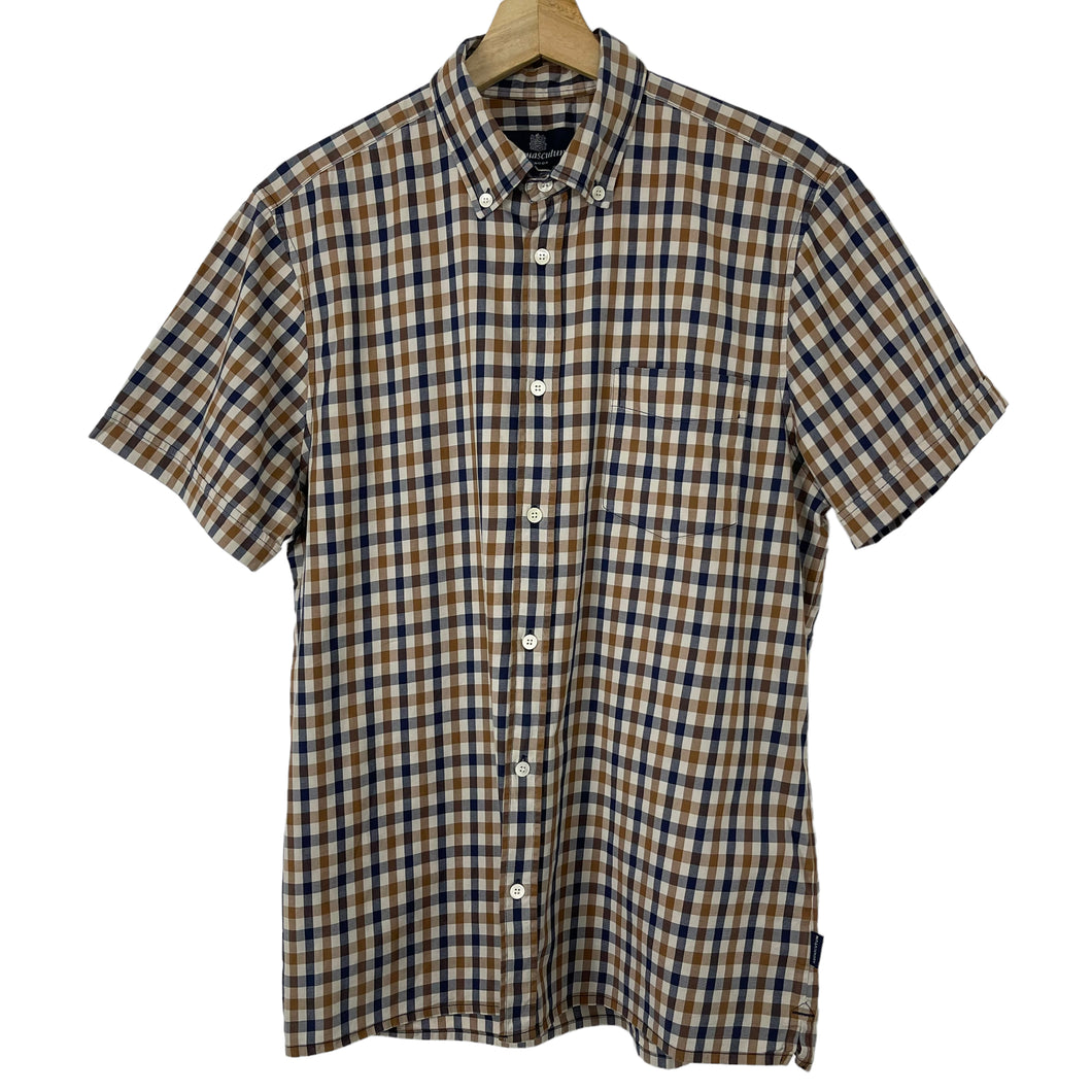 Aquascutum House Check Short Sleeved Shirt - Large (L) PTP 21.5