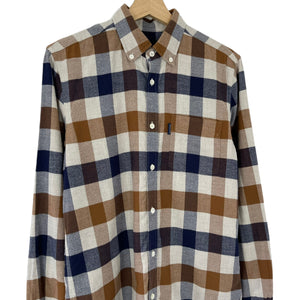 Aquascutum Block Check Flannel Long Sleeved Shirt - Small (S) PTP 19"