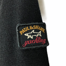 Load image into Gallery viewer, Paul and Shark Black 100% Wool Crew Neck Logo Sweater - Medium (M) PTP 20&quot;
