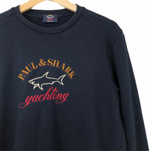 Load image into Gallery viewer, Paul and Shark Navy Embroidered Logo Crew Neck Sweater - Medium (M) PTP 21&quot;
