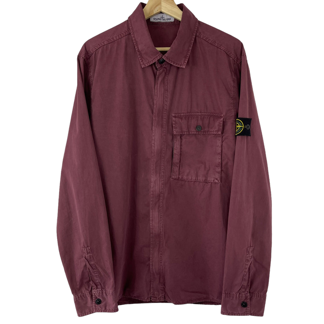 Stone Island Burgundy Pocket Overshirt - Extra Large (XL) PTP 23.25