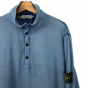 Stone Island Blue Zip / Button Up Sweater - Extra Large (XL) PTP 25"