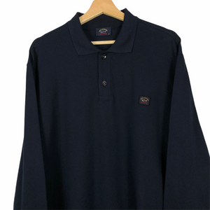 Paul and Shark Dk Navy Long Sleeved Polo - Double Extra Large (XXL) PTP 24.25"