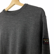 Load image into Gallery viewer, Paul and Shark Grey 100% Wool Crew Neck Logo Sweater - Medium (M) PTP 22.75&quot;
