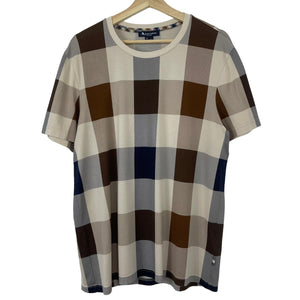 Aquascutum Block Check Short Sleeved T-Shirt - Large (L) PTP 21.25"