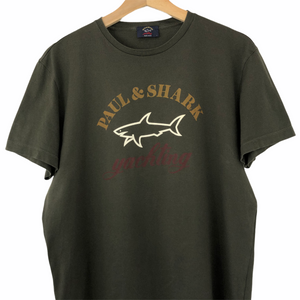 Paul and Shark Khaki Short Sleeved Logo T-Shirt - Large (L) PTP 21.25"