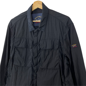 Paul and Shark Navy Econyl Nylon Metal Overshirt - Large (L) PTP 24"