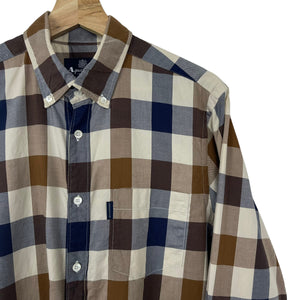 Aquascutum Block Check Long Sleeved Shirt - Medium (M) PTP 20.5"