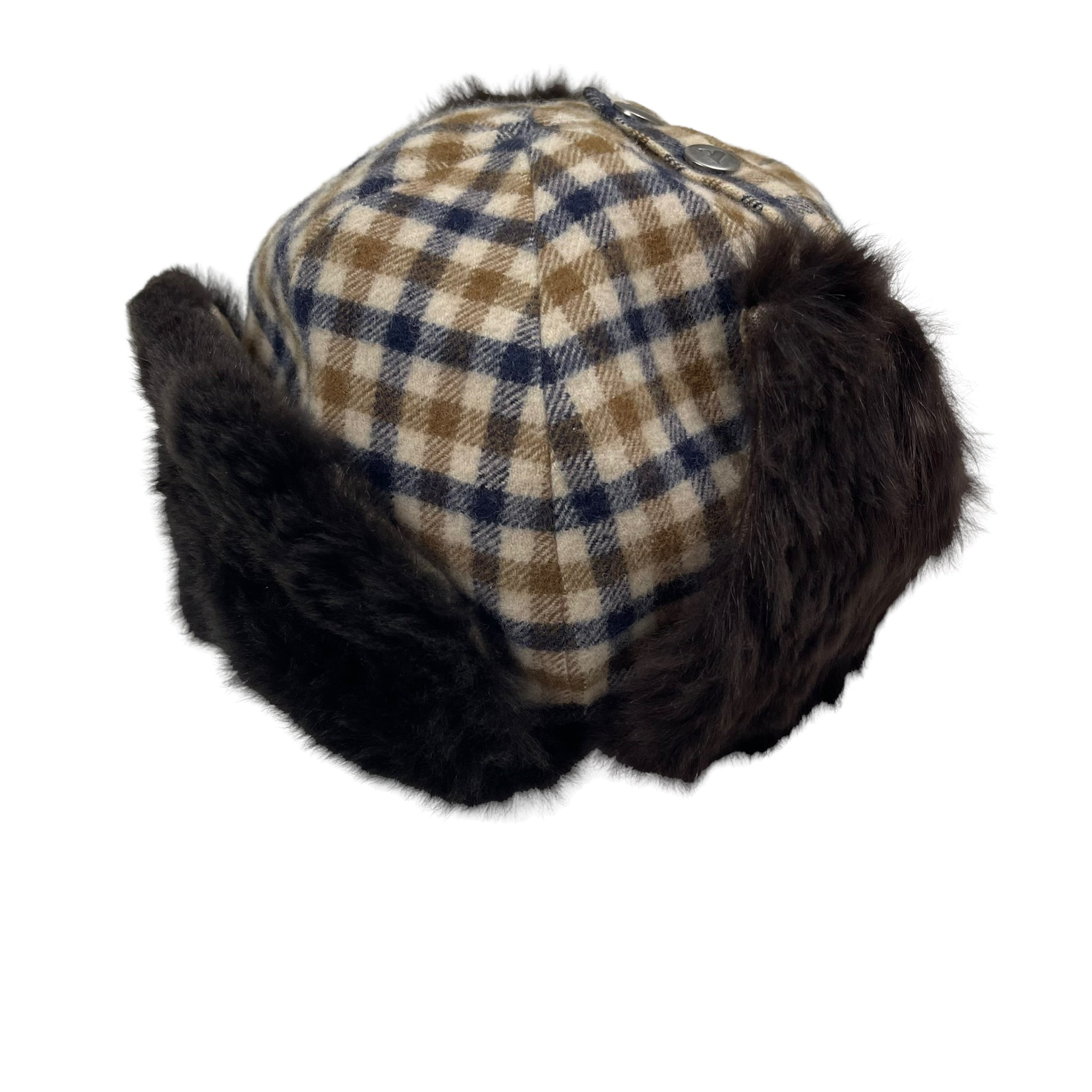 Aquascutum House Check Wool Trapper Hat Large L SWADS MENSWEAR