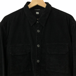 C.P Company Black Corduroy Button Up Overshirt - Extra Large (XL) PTP 25"