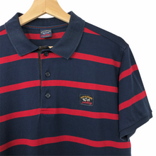 Load image into Gallery viewer, Paul and Shark Navy / Red Striped Short Sleeved Polo - Large (L) PTP 21&quot;
