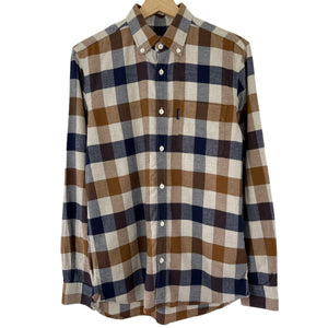 Aquascutum Block Check Flannel Long Sleeved Shirt - Small (S) PTP 19"