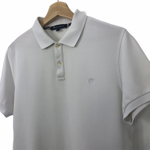 Aquascutum White Short Sleeved Logo Polo - Medium (M) PTP 20"