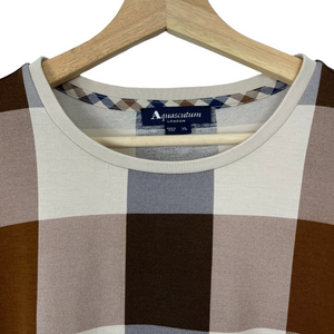 Aquascutum Block Check Long Sleeved T-Shirt - Extra Large (XL) PTP 24"