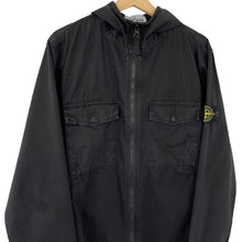 Load image into Gallery viewer, Stone Island Black Double Pocket Hooded Overshirt - Large (L) PTP 22.5&quot;
