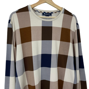 Aquascutum Block Check Long Sleeved T-Shirt - Extra Large (XL) PTP 24"