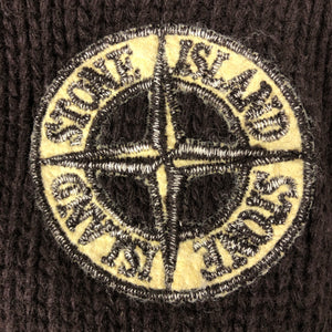 Stone Island Brown Button Up Embroidered Logo Knitted Jumper - Large (L) PTP 25.25"