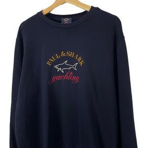 Paul and Shark Navy Embroidered Logo Crew Neck Sweater - Double Extra Large (XXL) PTP 24.5"