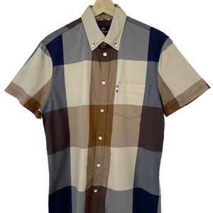 Aquascutum Block Check Short Sleeved Shirt - Medium (M) PTP 21"