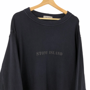 Vintage Stone Island Navy Spell-Out Logo Sweater - Large (L) PTP 23.5"