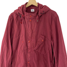 Load image into Gallery viewer, C.P Company Burgundy Goggle Hooded Overshirt - Large (L) PTP 22.75&quot;
