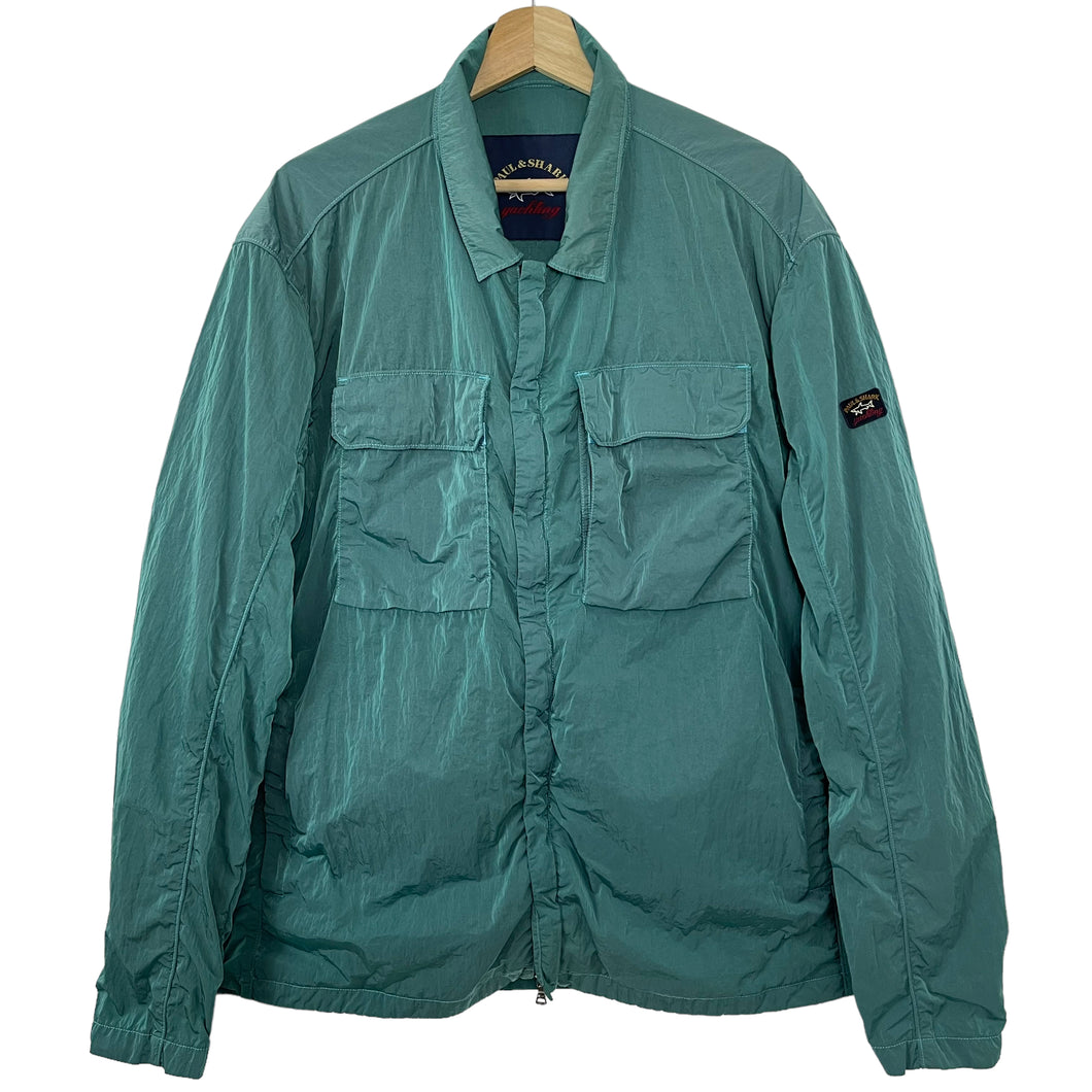 Paul and Shark Water Green Econyl Nylon Metal Overshirt - Triple Extra Large (XXXL) PTP 27