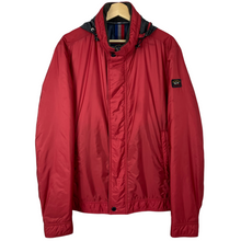 Load image into Gallery viewer, Paul and Shark Red Hooded Shimmer Jacket - Large (L) PTP 24.75&quot;
