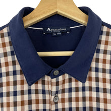 Load image into Gallery viewer, Aquascutum Navy / House Check Short Sleeved Polo - Triple Extra Large (XXXL) PTP 26&quot;
