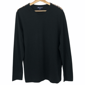 Aquascutum Black Long Sleeved T-Shirt - Medium (M) PTP 20.5"