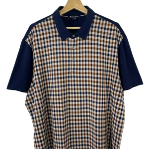 Aquascutum Navy / House Check Short Sleeved Polo - Triple Extra Large (XXXL) PTP 26"