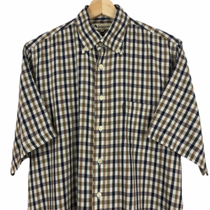 Aquascutum House Check Short Sleeved Shirt - Medium (M) PTP 23"