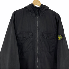 Load image into Gallery viewer, Stone Island Black Full Zip Up Hooded Overshirt - Extra Large (XL) PTP 23.75&quot;
