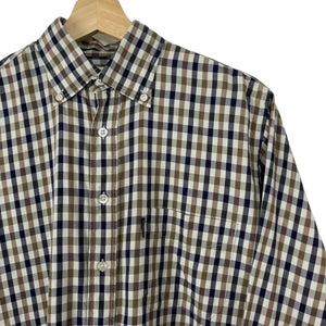 Aquascutum House Check Long Sleeved Shirt - Small (S) PTP 22.5"