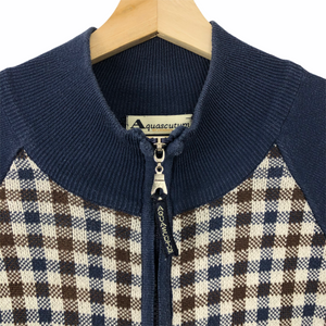 Aquascutum Navy / Check Zip Up Track Top - Large (L) PTP 23.25"