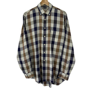 Aquascutum Block Check Long Sleeved Shirt - Medium (M) PTP 23"