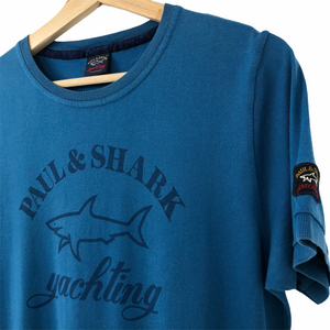 Paul and Shark Blue Short Sleeved Logo T-Shirt - Large (L) PTP 19"