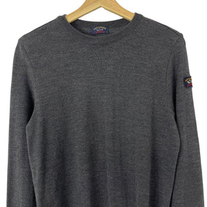 Paul and Shark Grey Crew Neck Wool Sweater - Medium (M) PTP 18"