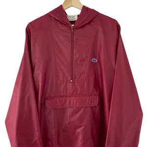 Vintage Burgundy Lacoste Izod Half Zip Cagoule - Medium (M) PTP 23.25"