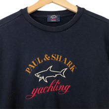 Load image into Gallery viewer, Paul and Shark Navy Embroidered Logo Crew Neck Sweater - Medium (M) PTP 21&quot;
