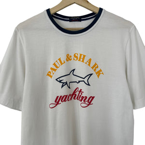 Paul and Shark White Short Sleeved Logo T-Shirt - Medium (M) PTP 20"