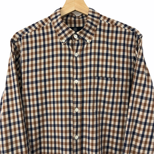 Aquascutum House Check Long Sleeved Shirt - Medium (M) PTP 20.25"