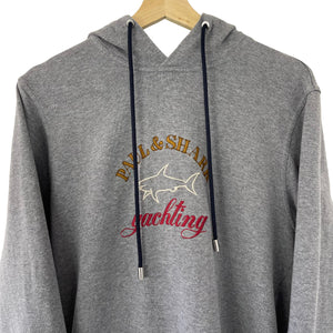 Paul and Shark Grey Embroidered Logo Hoody - Large (L) PTP 20.5"